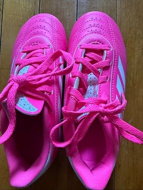 adidas Kids Hot Pink Lace-Up Sneakers with White Stripes